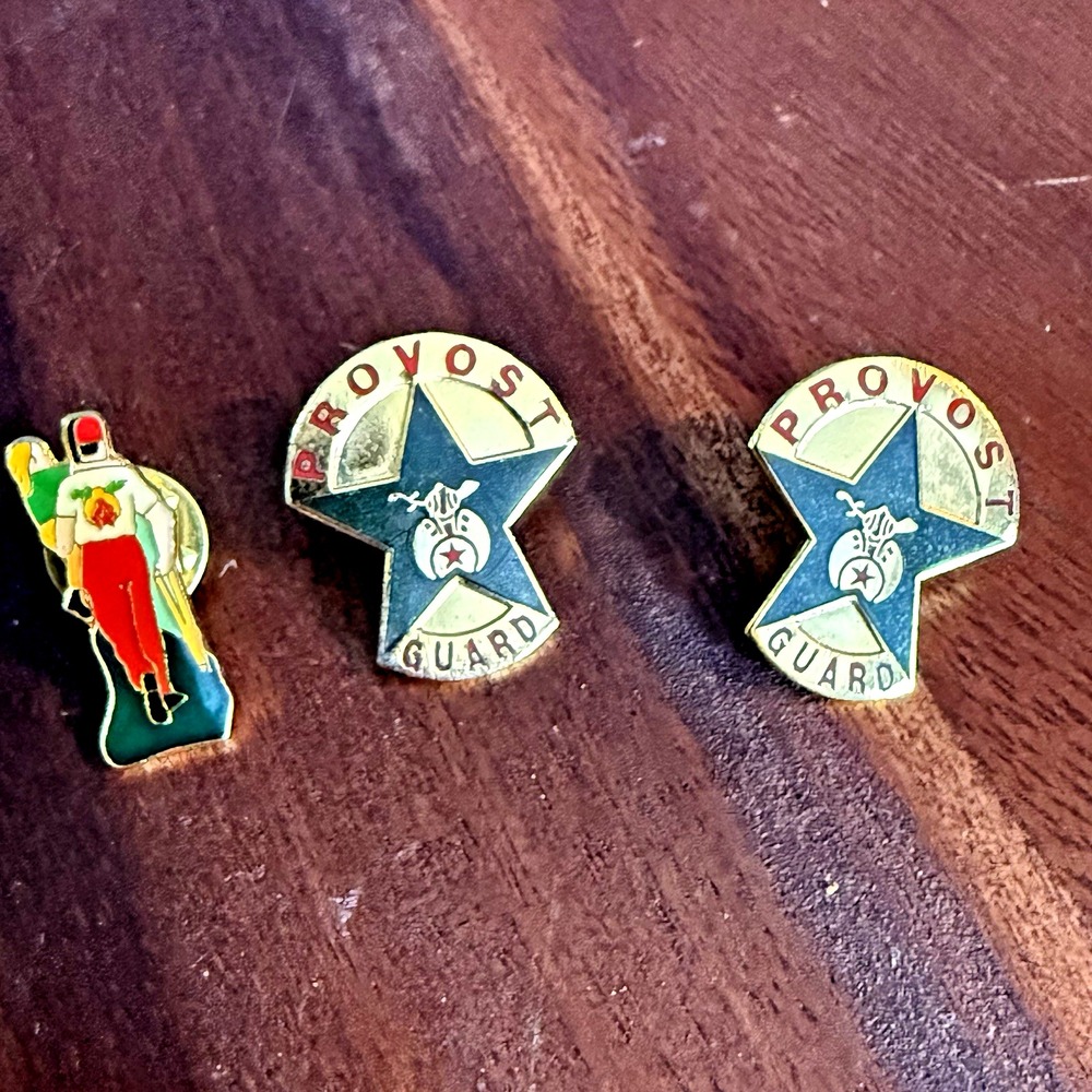Vintage Shriners Provost Guard Lapel Pins Lot of 3 Masonic Enamel Fraternal